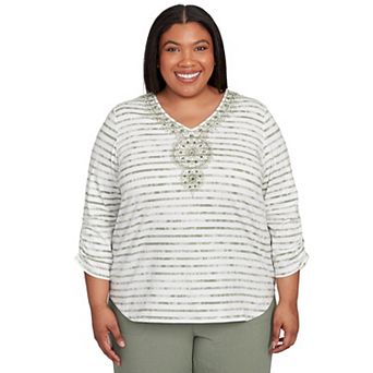 Plus Size Alfred Dunner Textured Medallion Neckline Top