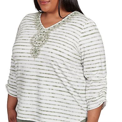 Plus Size Alfred Dunner Textured Medallion Neckline Top