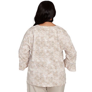 Plus Size Alfred Dunner Floral Bell Sleeve Embroidered Top
