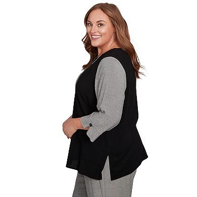 Plus Size Alfred Dunner Center Sliced Top with Necklace