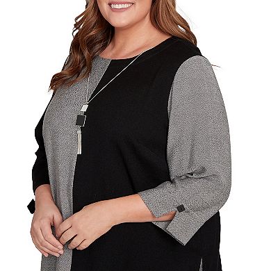 Plus Size Alfred Dunner Center Sliced Top with Necklace