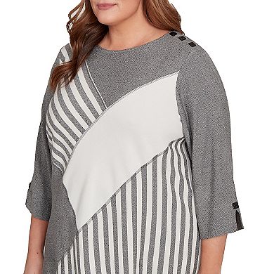 Plus Size Alfred Dunner Diagonal Spliced Stripe Top