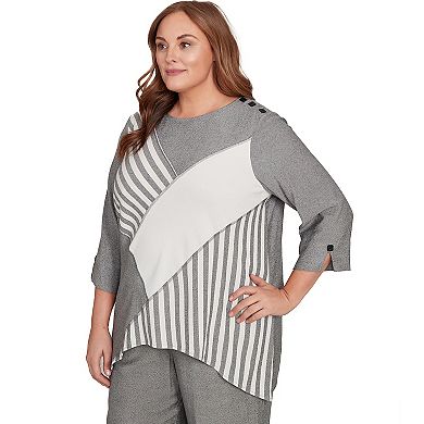 Plus Size Alfred Dunner Diagonal Spliced Stripe Top