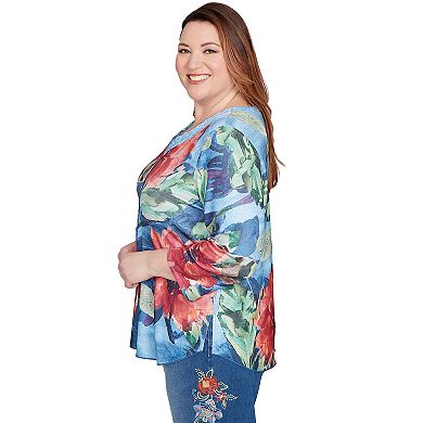 Plus Size Alfred Dunner Dramatic V-Neck Floral Top