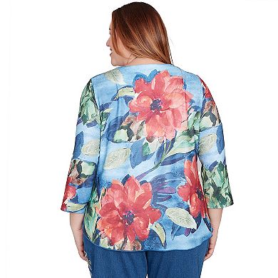 Plus Size Alfred Dunner Dramatic V-Neck Floral Top