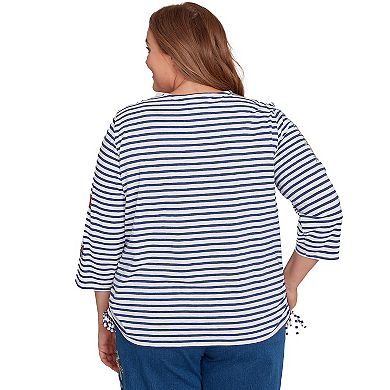 Plus Size Alfred Dunner Floral Stripe Ruched Sides Top
