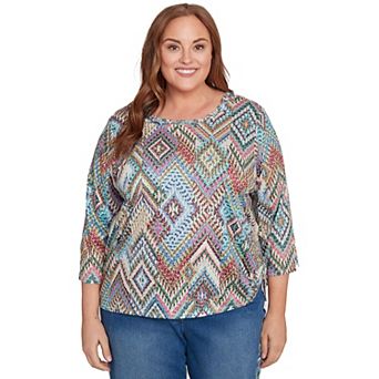 Plus Size Alfred Dunner Diamond Detailed Neckline Top