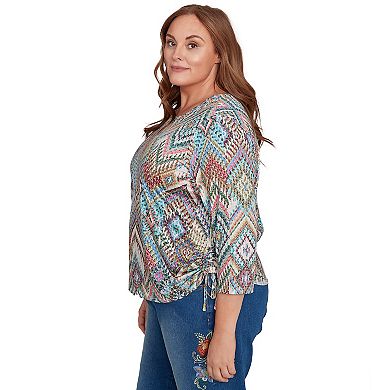 Plus Size Alfred Dunner Diamond Detailed Neckline Top