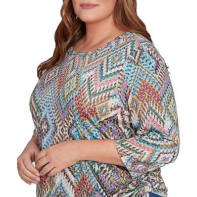 Plus Size Alfred Dunner Diamond Detailed Neckline Top