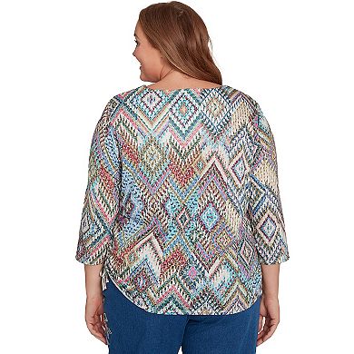 Plus Size Alfred Dunner Diamond Detailed Neckline Top