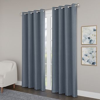 Awesome Home Blackout Brushed Texture Grommet Set of 2 Window Curtain Panels