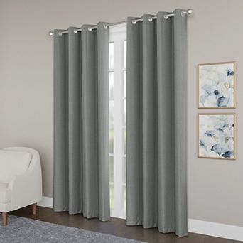 Awesome Home Blackout Brushed Texture Grommet Set of 2 Window Curtain Panels