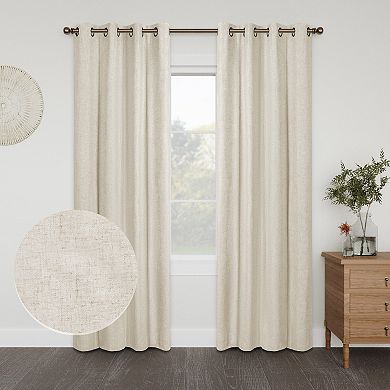 Awesome Home Linen Slub Set of 2 Blackout Curtain Panels