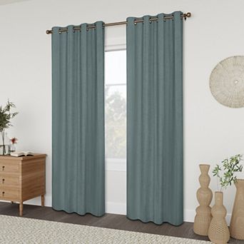 Awesome Home Linen Slub Set of 2 Blackout Curtain Panels