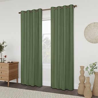 Awesome Home Linen Slub Set of 2 Blackout Curtain Panels