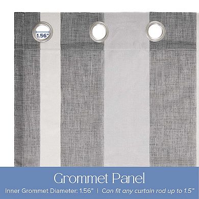 Awesome Home Elegance Stripe Sheer Set of 2 Window Curtain Panels