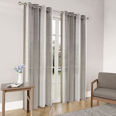 Awesome Home Elegance Stripe Sheer Set of 2 Window Curtain Panels