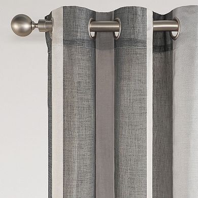Awesome Home Elegance Stripe Sheer Set of 2 Window Curtain Panels