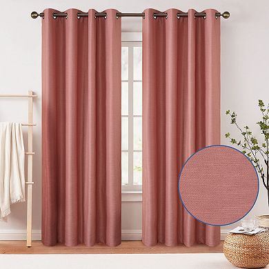 Awesome Home Woven Texture Set of 2 Room Darkening Curtain Panels
