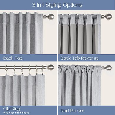 Awesome Home Chenille Blackout Set of 2 Back Tab Curtain Panels