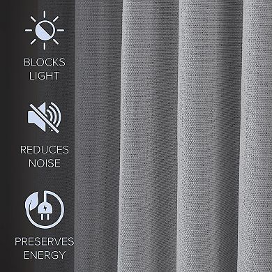 Awesome Home Chenille Blackout Set of 2 Back Tab Curtain Panels