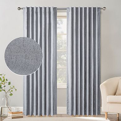 Awesome Home Chenille Blackout Set of 2 Back Tab Curtain Panels