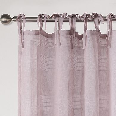 Awesome Home Stripe Sheer Set of 2 Tie Top Window Curtain Panels