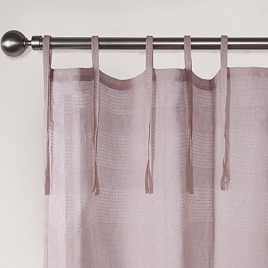 Awesome Home Stripe Sheer Set of 2 Tie Top Window Curtain Panels