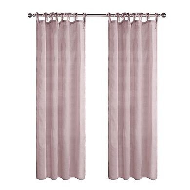 Awesome Home Stripe Sheer Set of 2 Tie Top Window Curtain Panels