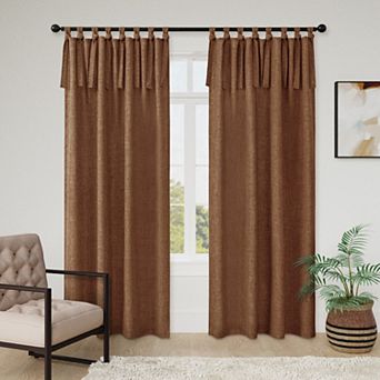 Awesome Home Linen Texture Knot Tie Light Filtering Curtain Pair 2 pc