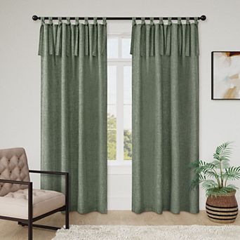 Awesome Home Linen Texture Knot Tie Light Filtering Curtain Pair 2 pc
