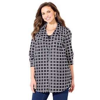 Catherines Women's Plus Size Petite Modern Camp Shirt