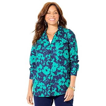 Catherines Women's Plus Size Modern Camp Shirt