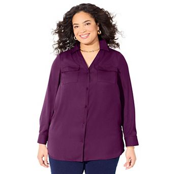 Catherines Women's Plus Size Modern Camp Shirt