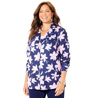 Catherines Women's Plus Size Petite Modern Camp Shirt