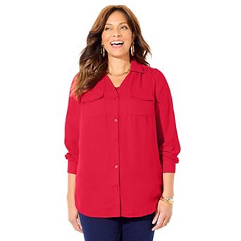 Catherines Women's Plus Size Modern Camp Shirt