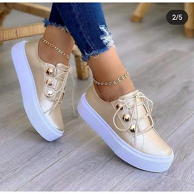 Henry Ferrera Charming Lady Women's Comfort Sneaker Unique Button