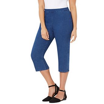 Catherines Women's Plus Size Petite Everyday Denim Pull-On Capri