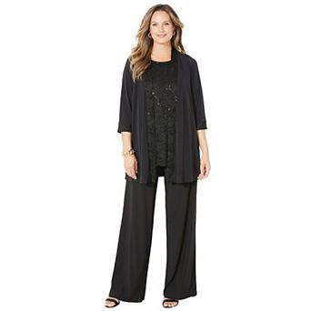 Catherines Women's Plus Size Petite Lace Gala 3 pc Pant Suit