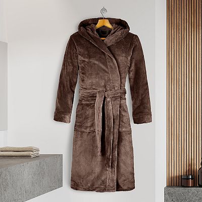 Men Hooded Velvet Fleece Long Bathrobe Purple / XX-Large-3X Large