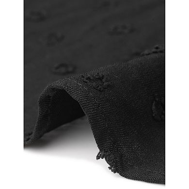 Plus Size Tops for Women Babydoll Round Neck Long Sleeve Tiered Swiss Dots Blouses