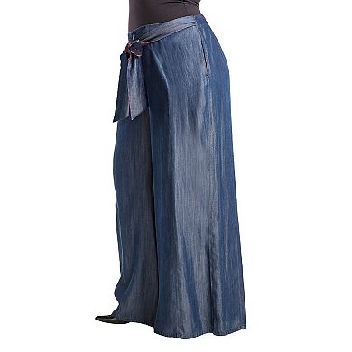 Women's Plus Size Curvy-Fit Tencel Denim Palazzo Pant