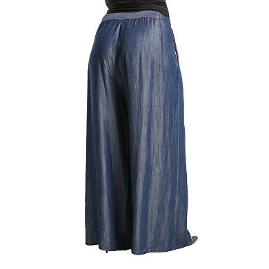 Women's Plus Size Curvy-Fit Tencel Denim Palazzo Pant