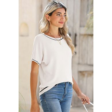 Women's Soft Knit Summer Tops - Crewneck Lightweight Short Sleeve Shirts