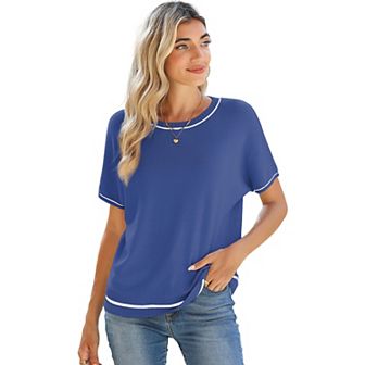 Women's Soft Knit Summer Tops - Crewneck Lightweight Short Sleeve Shirts