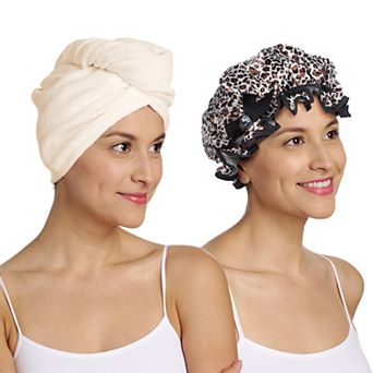 Turbie Twist Microfiber Hair Towel Wrap & Stylin' Shower Cap
