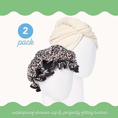 Turbie Twist Microfiber Hair Towel Wrap & Stylin' Shower Cap