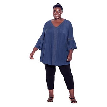 Avenue Women's Plus Size Pleat Lace Tunic