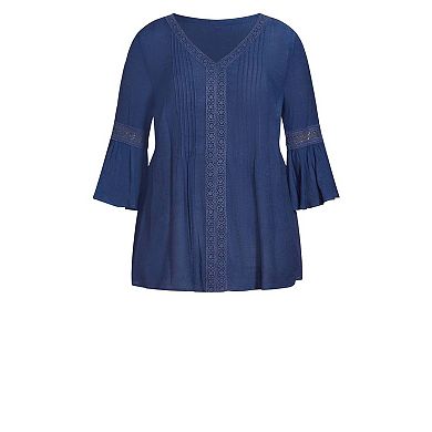 Avenue Women's Plus Size Pleat Lace Tunic