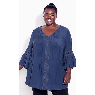 Avenue Women's Plus Size Pleat Lace Tunic